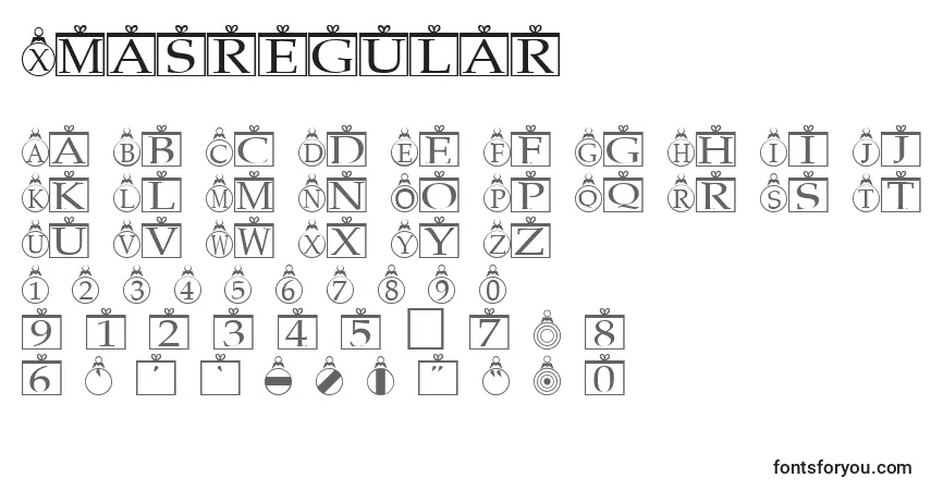 Czcionka Xmasregular – alfabet, cyfry, specjalne znaki