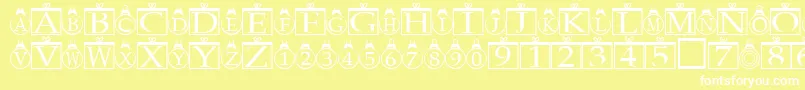Xmasregular-fontti – valkoiset fontit keltaisella taustalla