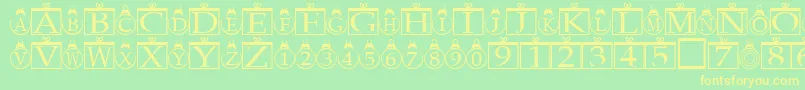 Xmasregular-fontti – keltaiset fontit vihreällä taustalla