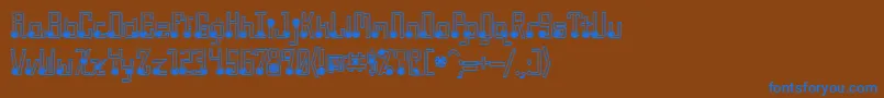 QuasidipitousBlackSpot-Schriftart – Blaue Schriften auf braunem Hintergrund