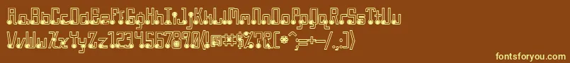 QuasidipitousBlackSpot-fontti – keltaiset fontit ruskealla taustalla