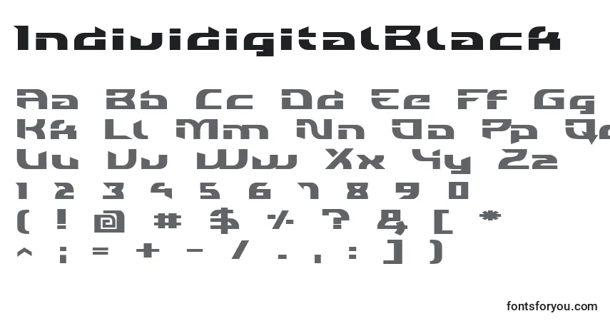 Czcionka IndividigitalBlack – alfabet, cyfry, specjalne znaki