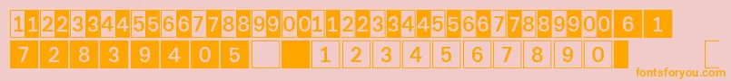 フォントDeconumbersLhSquare – オレンジの文字がピンクの背景にあります。