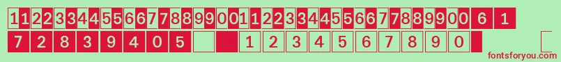 DeconumbersLhSquare-fontti – punaiset fontit vihreällä taustalla