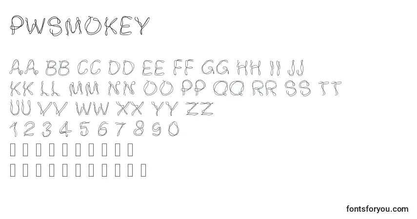 A fonte Pwsmokey – alfabeto, números, caracteres especiais