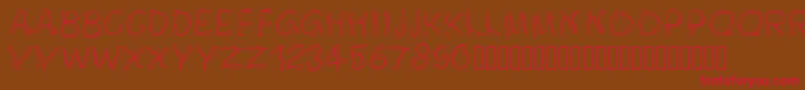 フォントPwsmokey – 赤い文字が茶色の背景にあります。