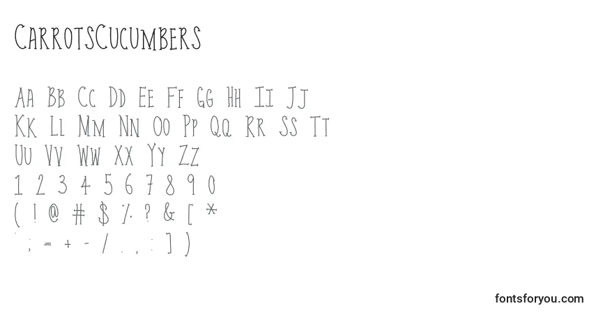 Шрифт CarrotsCucumbers – алфавит, цифры, специальные символы