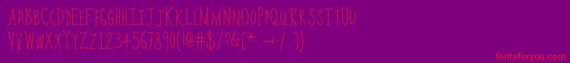 CarrotsCucumbers-Schriftart – Rote Schriften auf violettem Hintergrund