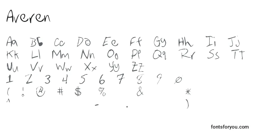 Schriftart Averen – Alphabet, Zahlen, spezielle Symbole