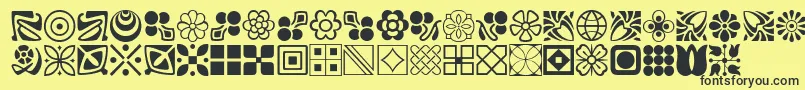 LinotypeDecorationPi2-Schriftart – Schwarze Schriften auf gelbem Hintergrund
