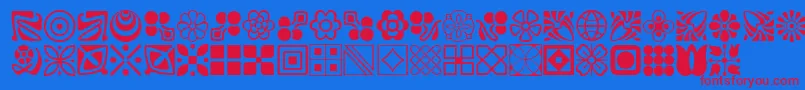 LinotypeDecorationPi2-Schriftart – Rote Schriften auf blauem Hintergrund
