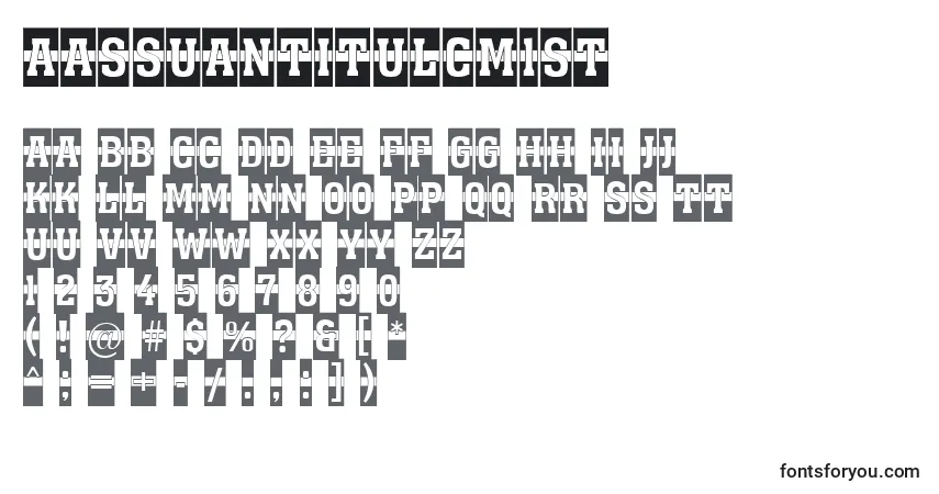 Czcionka AAssuantitulcm1st – alfabet, cyfry, specjalne znaki