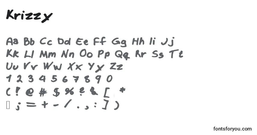 Шрифт Krizzy – алфавит, цифры, специальные символы