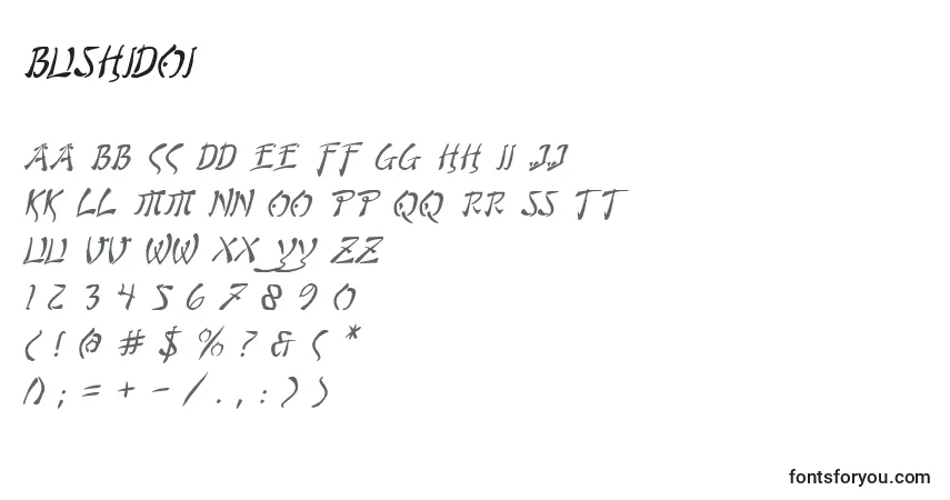 Fuente Bushidoi - alfabeto, números, caracteres especiales