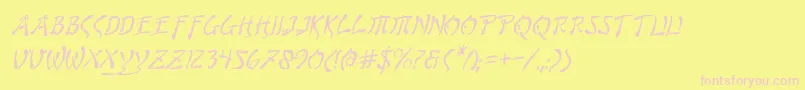 Czcionka Bushidoi – różowe czcionki na żółtym tle