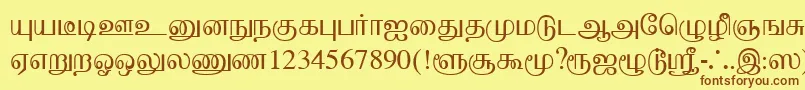 BaaminiPlain-fontti – ruskeat fontit keltaisella taustalla