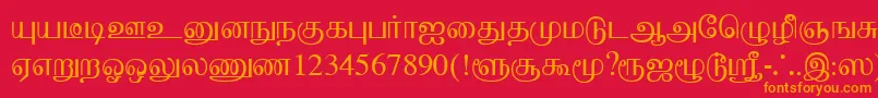 Czcionka BaaminiPlain – pomarańczowe czcionki na czerwonym tle