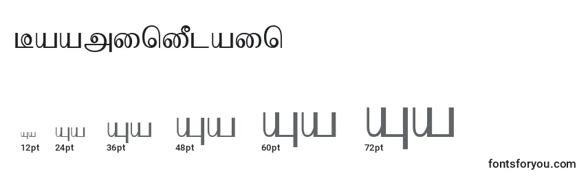 BaaminiPlain Font Sizes