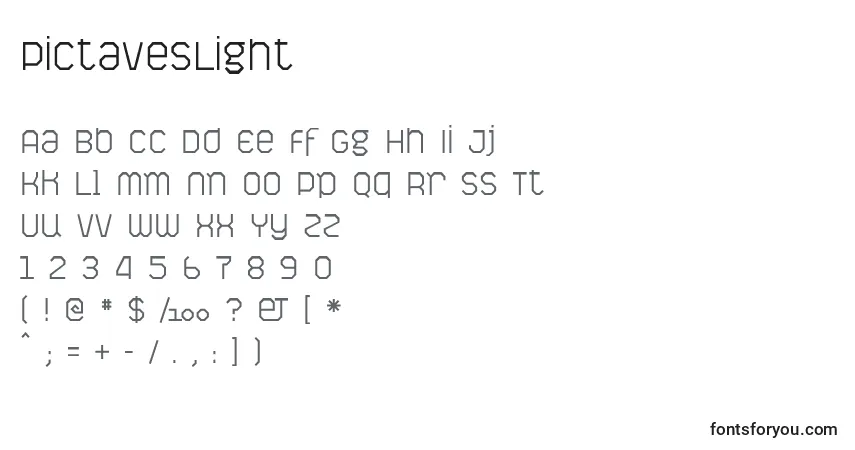 Schriftart PictavesLight – Alphabet, Zahlen, spezielle Symbole