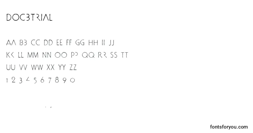 A fonte Docbtrial – alfabeto, números, caracteres especiais