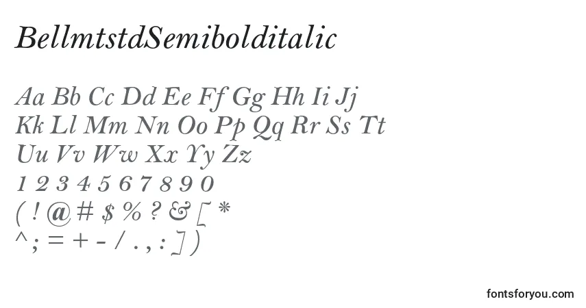 Шрифт BellmtstdSemibolditalic – алфавит, цифры, специальные символы