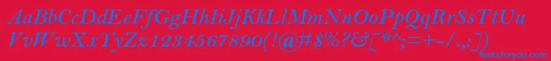 BellmtstdSemibolditalic Font – Blue Fonts on Red Background