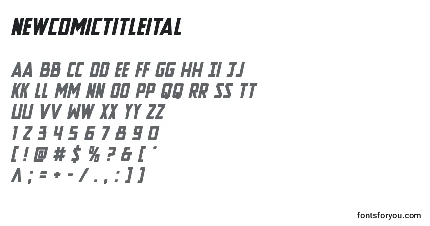 A fonte Newcomictitleital – alfabeto, números, caracteres especiais