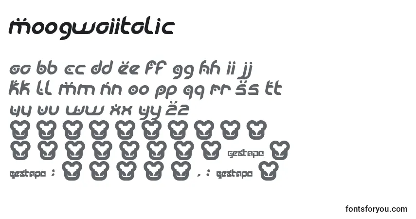 Schriftart MoogwaiItalic – Alphabet, Zahlen, spezielle Symbole