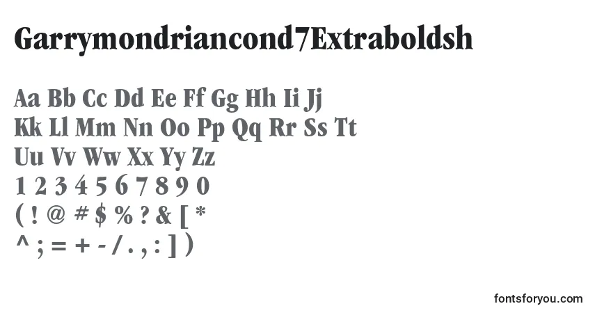 Schriftart Garrymondriancond7Extraboldsh – Alphabet, Zahlen, spezielle Symbole