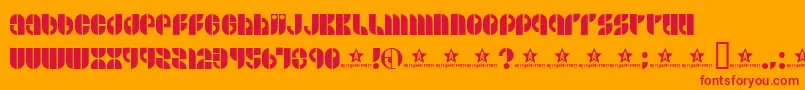 Bside-Schriftart – Rote Schriften auf orangefarbenem Hintergrund