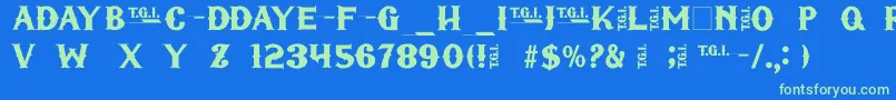 フォントTgifriday – 青い背景に緑のフォント