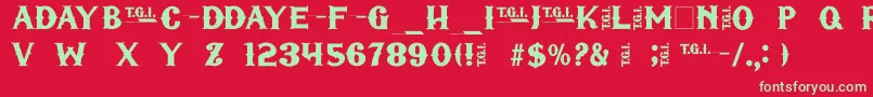 フォントTgifriday – 赤い背景に緑の文字