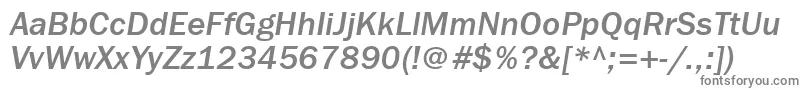 FranklingothmediumattItalic-fontti – harmaat kirjasimet valkoisella taustalla