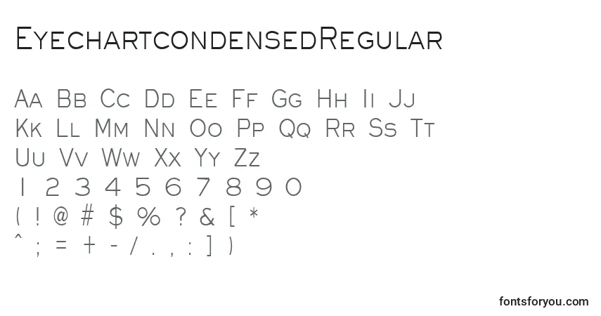 Czcionka EyechartcondensedRegular – alfabet, cyfry, specjalne znaki