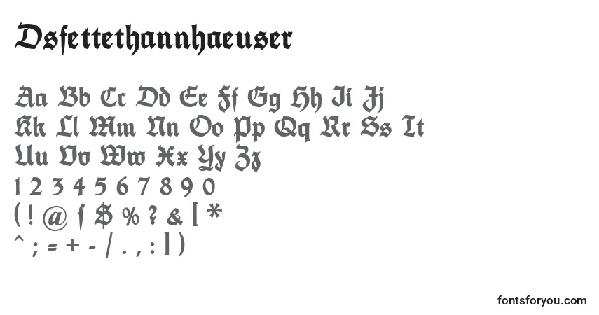 A fonte Dsfettethannhaeuser – alfabeto, números, caracteres especiais