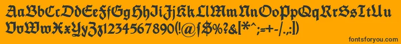 Dsfettethannhaeuser-Schriftart – Schwarze Schriften auf orangefarbenem Hintergrund