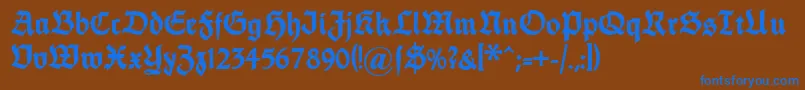 Czcionka Dsfettethannhaeuser – niebieskie czcionki na brązowym tle