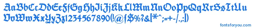 Шрифт Dsfettethannhaeuser – синие шрифты на белом фоне