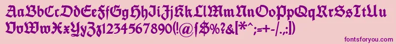 Dsfettethannhaeuser-fontti – violetit fontit vaaleanpunaisella taustalla