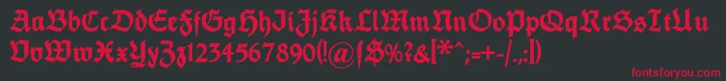 フォントDsfettethannhaeuser – 黒い背景に赤い文字