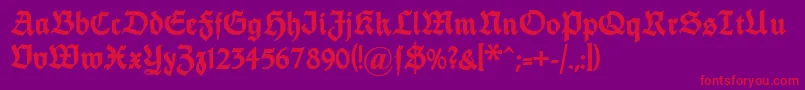 Dsfettethannhaeuser-Schriftart – Rote Schriften auf violettem Hintergrund