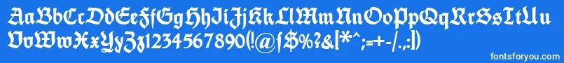 Шрифт Dsfettethannhaeuser – белые шрифты на синем фоне