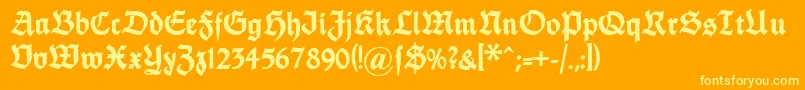 Dsfettethannhaeuser-Schriftart – Gelbe Schriften auf orangefarbenem Hintergrund