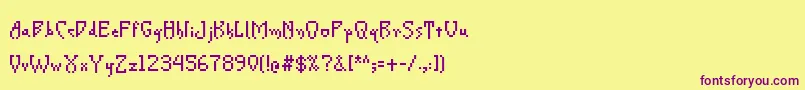 Czcionka CreeperPixel – fioletowe czcionki na żółtym tle