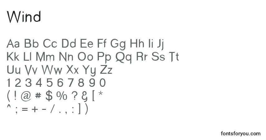 Czcionka Wind – alfabet, cyfry, specjalne znaki