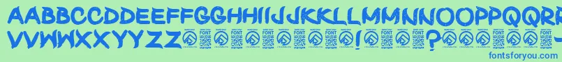 ShunsetRegular Font – Blue Fonts on Green Background