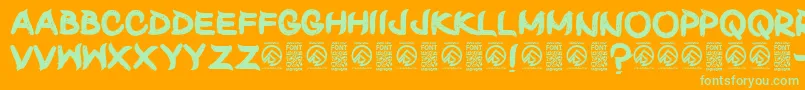 ShunsetRegular Font – Green Fonts on Orange Background