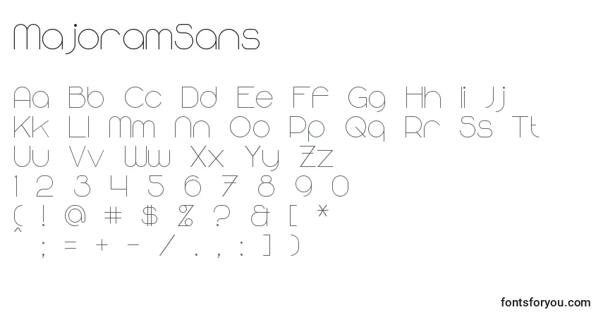 A fonte MajoramSans – alfabeto, números, caracteres especiais