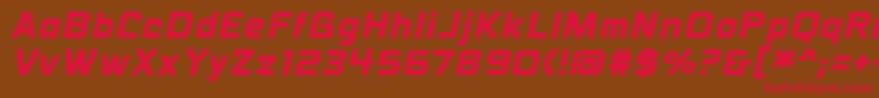 フォントVoiceactivatedbbBoldital – 赤い文字が茶色の背景にあります。