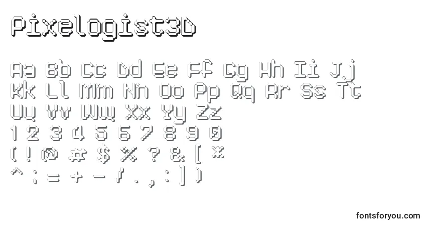 Шрифт Pixelogist3D – алфавит, цифры, специальные символы